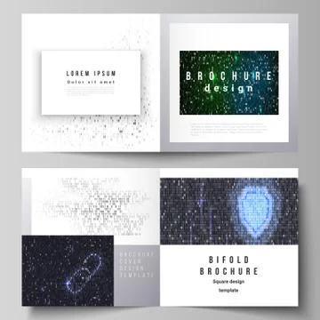 The vector layout of two covers templates for square design bifold brochure Stock Illustration