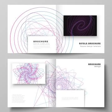 Vector layout of two covers templates for square design bifold brochure, maga Illustrazione stock