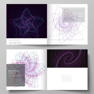 Vector layout of two covers templates for square design bifold brochure Illustrazione stock