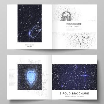 The vector layout of two covers templates for square design bifold brochure 스톡 일러스트