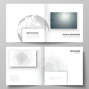 Vector layout of two covers templates for square design bifold brochure, flyer Stock Illustration