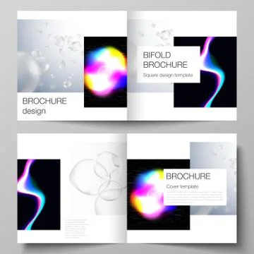 Vector layout of two covers templates for square design bifold brochure Stock Illustration
