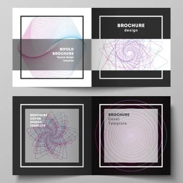 Vector layout of two covers templates for square design bifold brochure, maga Illustrazione stock