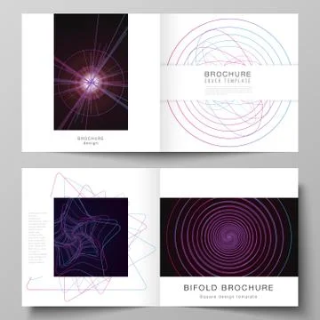 Vector layout of two covers templates for square design bifold brochure Illustrazione stock