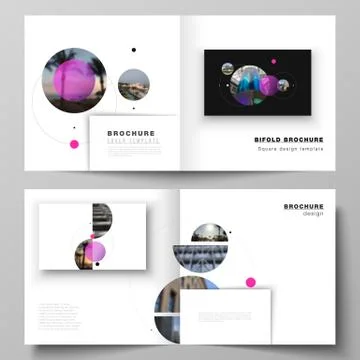 Vector layout of two covers templates for square design bifold brochure Stock Illustration
