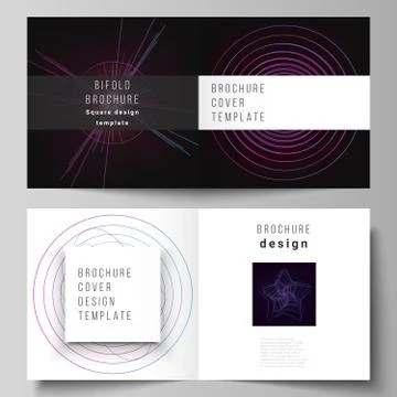 Vector layout of two covers templates for square design bifold brochure 스톡 일러스트