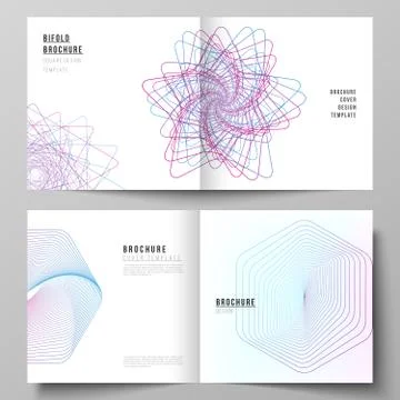 Vector layout of two covers templates for square design bifold brochure Illustrazione stock