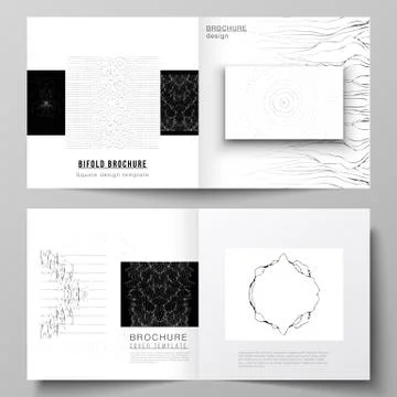 The vector layout of two covers templates for square design bifold brochure Stock Illustration