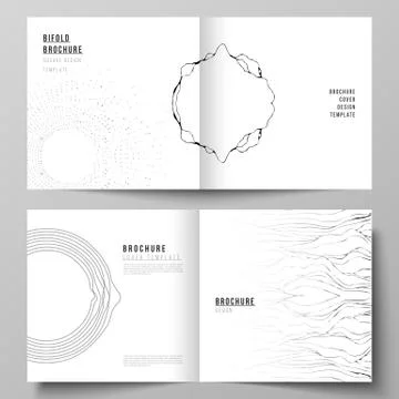 The vector layout of two covers templates for square design bifold brochure 스톡 일러스트