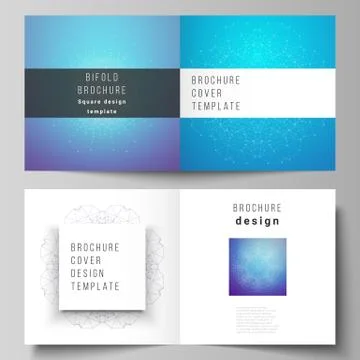 The vector layout of two covers templates for square design bifold brochure Stock Illustration
