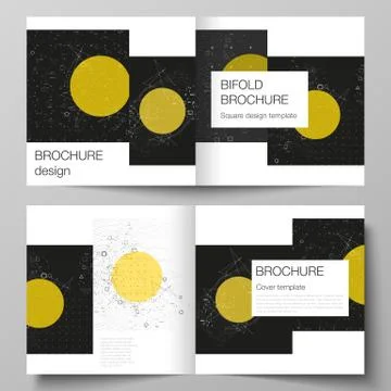 Vector layout of two covers templates for square design bifold brochure Stock Illustration