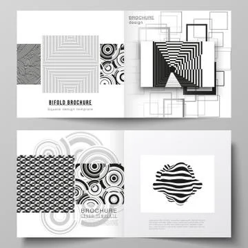 The vector layout of two covers templates for square design bifold brochure Stock Illustration