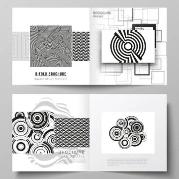 The vector layout of two covers templates for square design bifold brochure Stock Illustration
