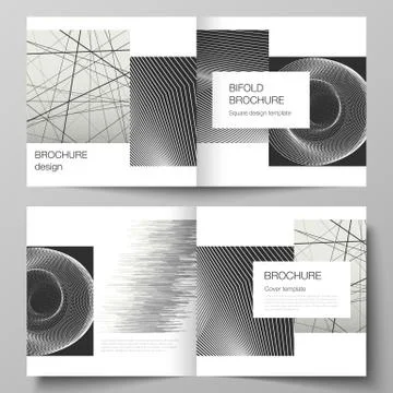 The vector layout of two covers templates for square design bifold brochure Stock Illustration