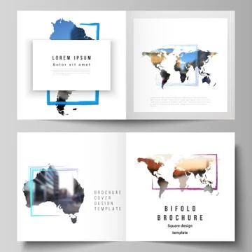 Vector layout of two covers templates for square bifold brochure, flyer, cover Stock Illustration