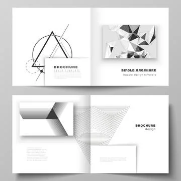 The vector layout of two covers templates for square design bifold brochure Stock Illustration