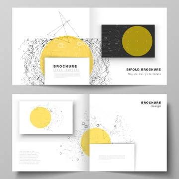 Vector layout of two covers templates for square design bifold brochure Stock Illustration