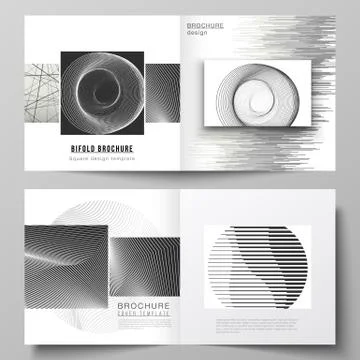 The vector layout of two covers templates for square design bifold brochure Stock Illustration