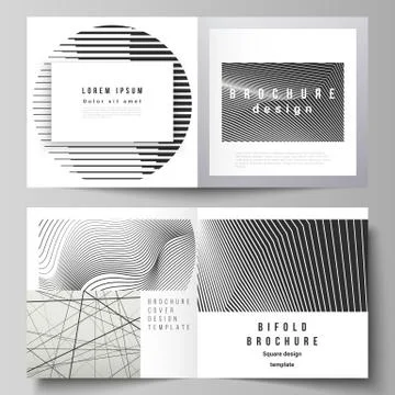 The vector layout of two covers templates for square design bifold brochure Stock Illustration