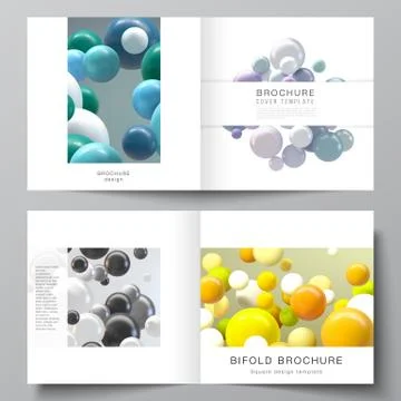 Vector layout of two covers templates for square bifold brochure, flyer Stock Illustration