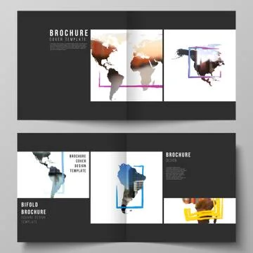 Vector layout of two covers templates for square bifold brochure, flyer, cover Stock Illustration