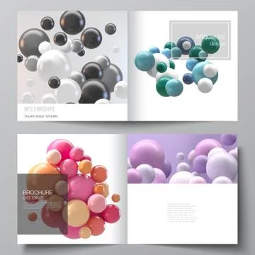 Vector layout of two covers templates for square bifold brochure, flyer Stock Illustration