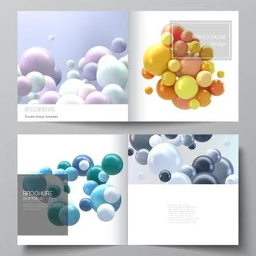 Vector layout of two covers templates for square bifold brochure, flyer Stock Illustration