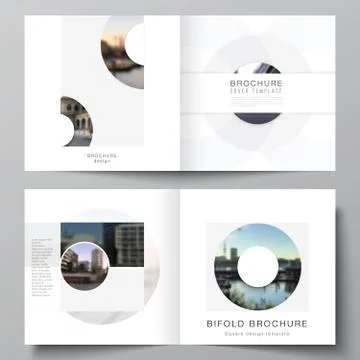 Vector layout of two covers templates for square bifold brochure, flyer Stock Illustration