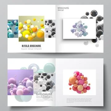 Vector layout of two covers templates for square bifold brochure, flyer Stock Illustration