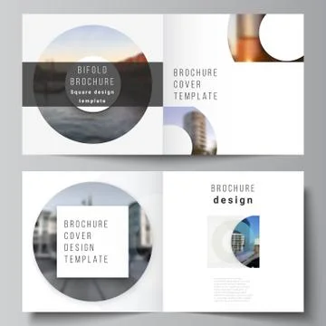Vector layout of two covers templates for square bifold brochure, flyer Stock Illustration