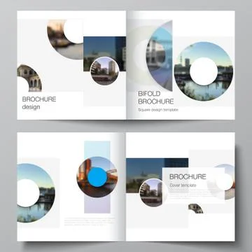 Vector layout of two covers templates for square bifold brochure, flyer Stock Illustration