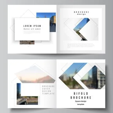 Vector layout of two covers templates with geometric simple shapes, lines and Stock Illustration
