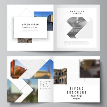 Vector layout of two covers templates with geometric simple shapes, lines and Stock Illustration