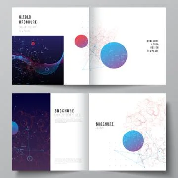 Vector layout of two covers templates for square bifold brochure, flyer Illustrazione stock