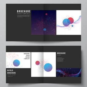 Vector layout of two covers templates for square bifold brochure, flyer 스톡 일러스트