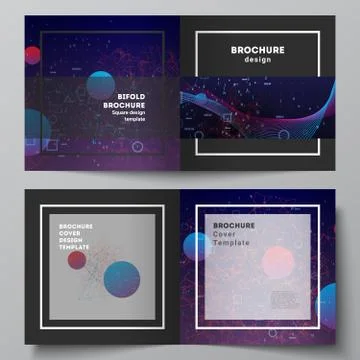 Vector layout of two covers templates for square bifold brochure, flyer Illustrazione stock