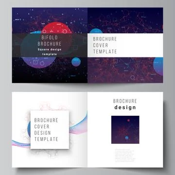 Vector layout of two covers templates for square bifold brochure, flyer Illustrazione stock