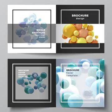 Vector layout of two covers templates for square bifold brochure, flyer Stock Illustration