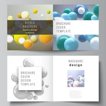 Vector layout of two covers templates for square bifold brochure, flyer Stock Illustration