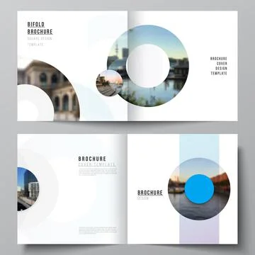 Vector layout of two covers templates for square bifold brochure, flyer Stock Illustration