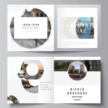 Vector layout of two covers templates for square bifold brochure, flyer Stock Illustration