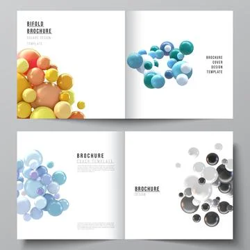 Vector layout of two covers templates for square bifold brochure, flyer Stock Illustration