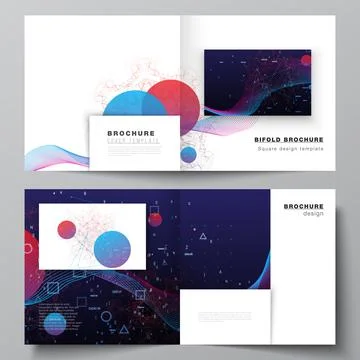 Vector layout of two covers templates for square bifold brochure, flyer Illustrazione stock
