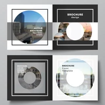 Vector layout of two covers templates for square bifold brochure, flyer Stock Illustration