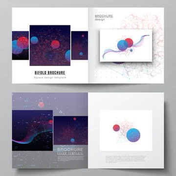 Vector layout of two covers templates for square bifold brochure, flyer Illustrazione stock
