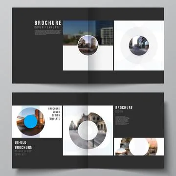Vector layout of two covers templates for square bifold brochure, flyer Stock Illustration