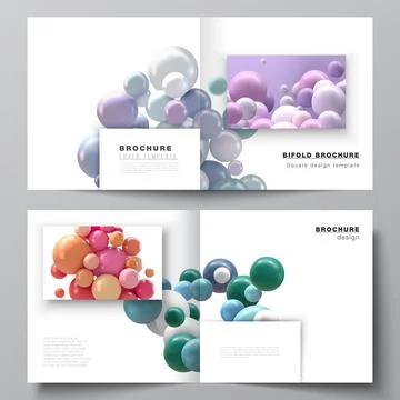 Vector layout of two covers templates for square bifold brochure, flyer Stock Illustration