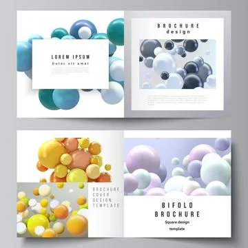 Vector layout of two covers templates for square bifold brochure, flyer Stock Illustration