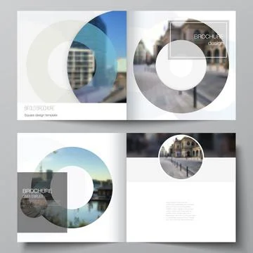Vector layout of two covers templates for square bifold brochure, flyer Stock Illustration