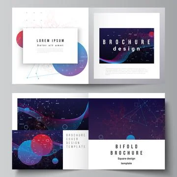 Vector layout of two covers templates for square bifold brochure, flyer Illustrazione stock